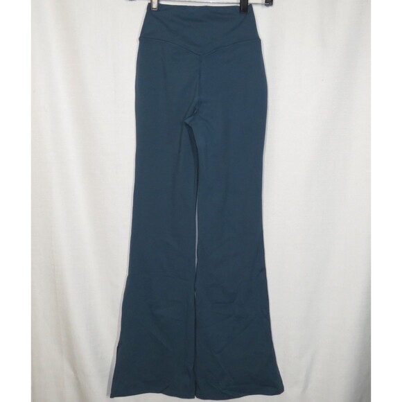 Halara Blue Crossover Waist Front Pocket Split Flare Leggings Size XS - Picture 9 of 11